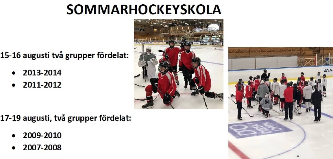 Hudik Hockey arrangerar sommarhockeyskola under V.33 Hockeyettan.se